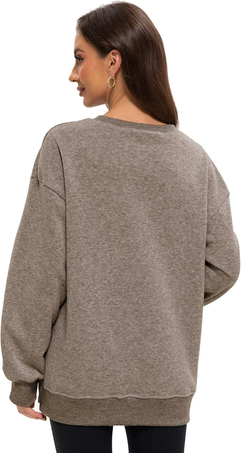 Women's Casual Oversized Hoodies Crew Neck Pullover Sweaters for Comfy Fall Fashion Outfits