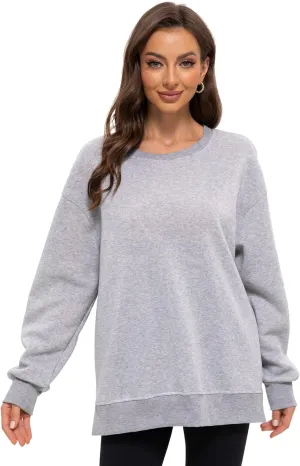 Women's Casual Oversized Hoodies Crew Neck Pullover Sweaters for Comfy Fall Fashion Outfits