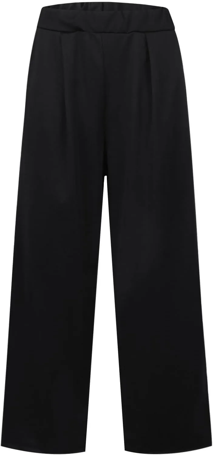 Women's Cotton Linen Summer Casual Flowy Pant Trousers High Waist Stretchy Straight Plus Size Pant