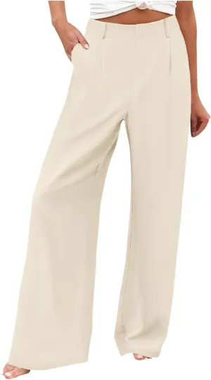 Women's Cotton Linen Summer Cropped Pant Trousers Elastic Waist Stretchy Straight Plus Size Pant Trousers Trendy