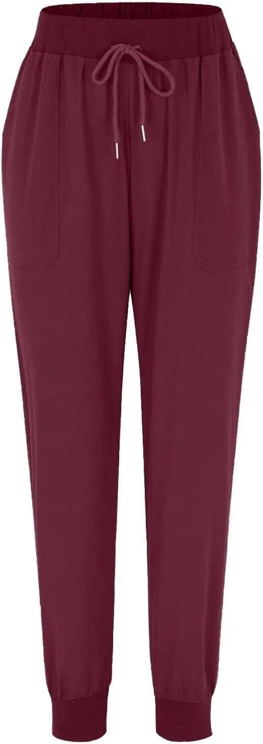 Women's Cotton Linen Summer Fashion Pant Trousers Elastic Waist Stretchy Slim-Fit Palazzo Lounge Pants