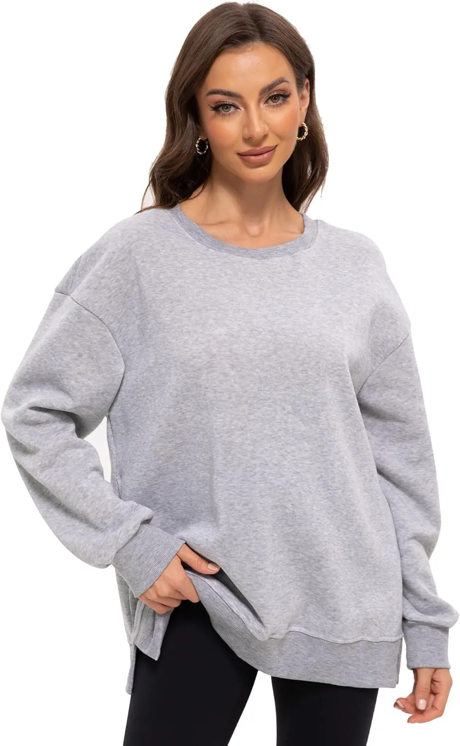 Women's Crew Neck Oversized Hoodies Pullover Sweaters for Casual Comfy Fall Casual Fashion Outfits