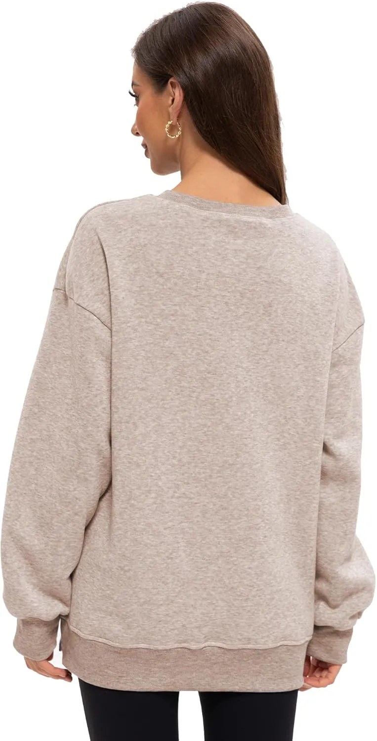 Women's Crew Neck Oversized Hoodies Pullover Sweaters for Casual Comfy Fall Casual Fashion Outfits