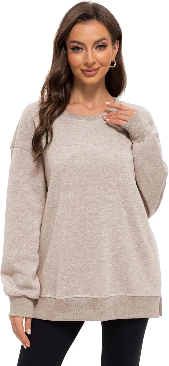 Women's Crew Neck Oversized Hoodies Pullover Sweaters for Casual Comfy Fall Casual Fashion Outfits