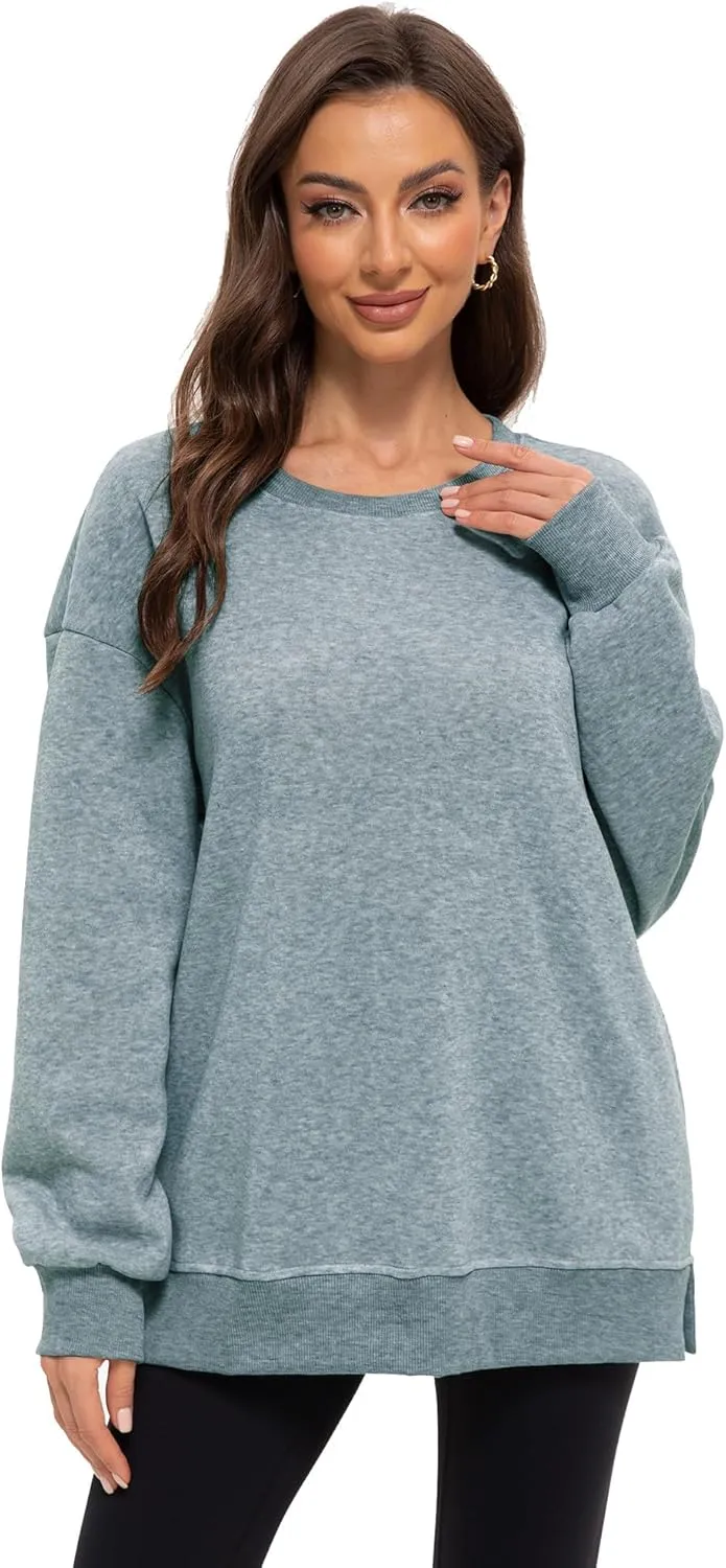 Women's Crew Neck Oversized Hoodies Pullover Sweaters for Casual Comfy Fall Casual Fashion Outfits
