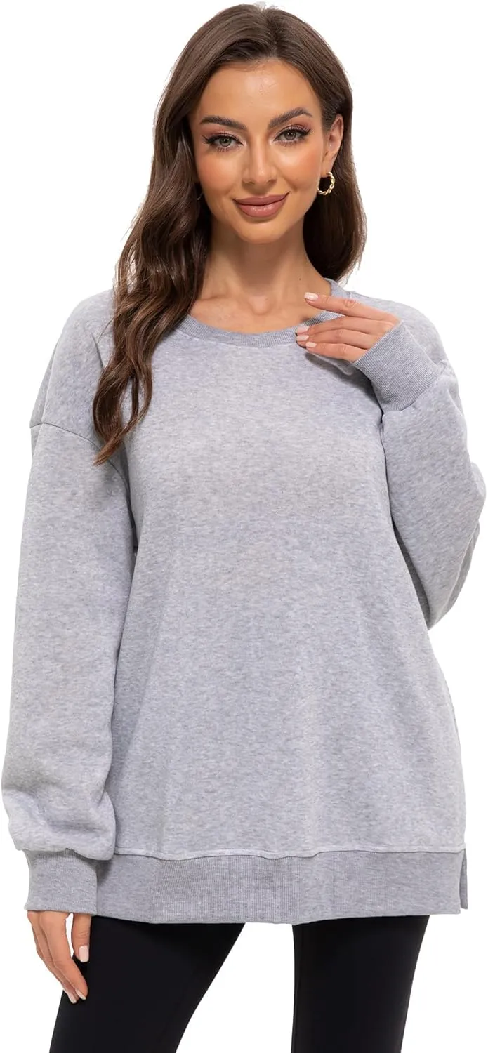 Women's Crew Neck Oversized Hoodies Pullover Sweaters for Casual Comfy Fall Casual Fashion Outfits