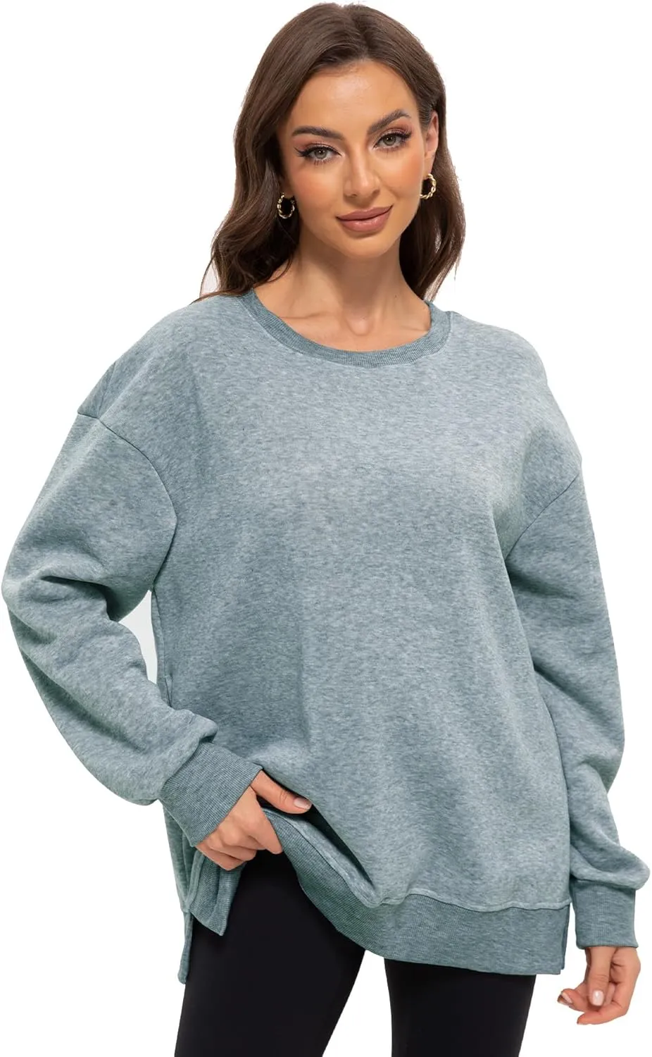 Women's Crew Neck Oversized Hoodies Pullover Sweaters for Casual Comfy Fall Casual Fashion Outfits