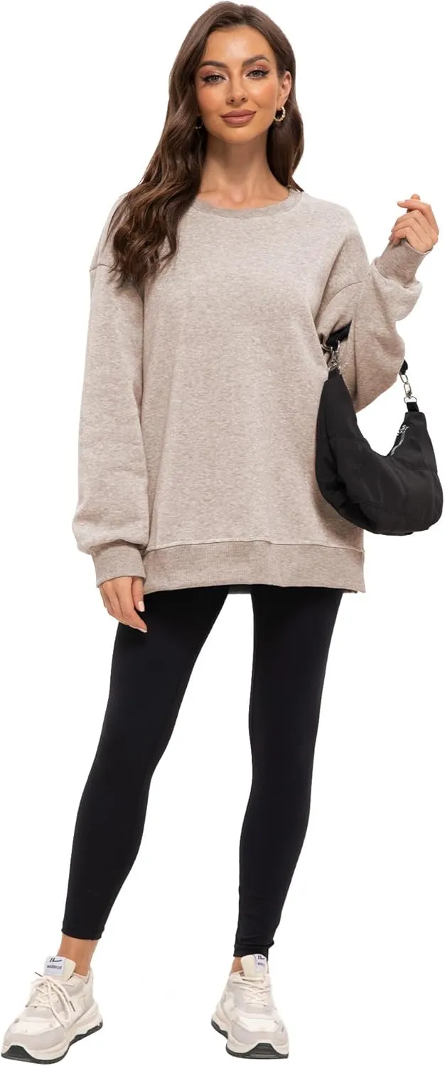 Women's Crew Neck Oversized Hoodies Pullover Sweaters for Casual Comfy Fall Casual Fashion Outfits