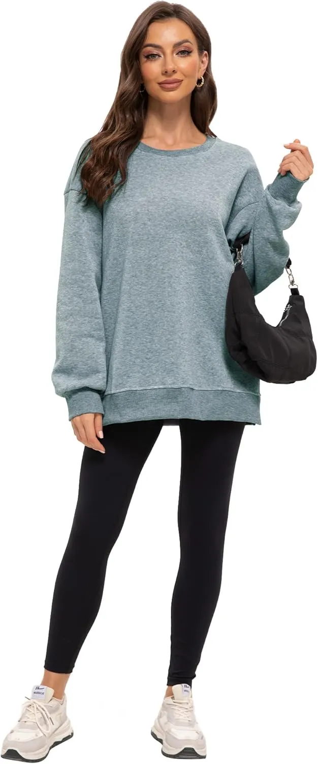 Women's Crew Neck Oversized Hoodies Pullover Sweaters for Casual Comfy Fall Casual Fashion Outfits