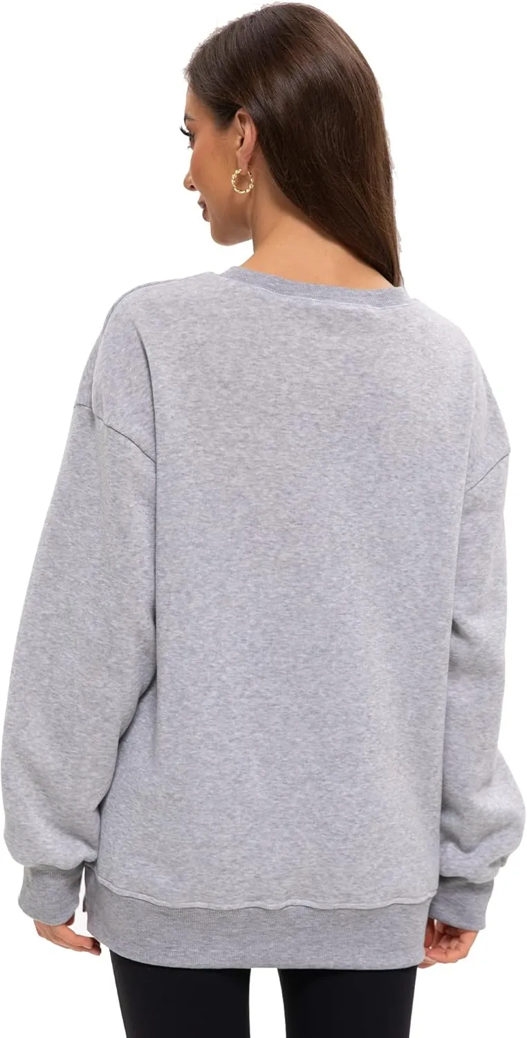 Women's Crew Neck Oversized Hoodies Pullover Sweaters for Casual Comfy Fall Casual Fashion Outfits
