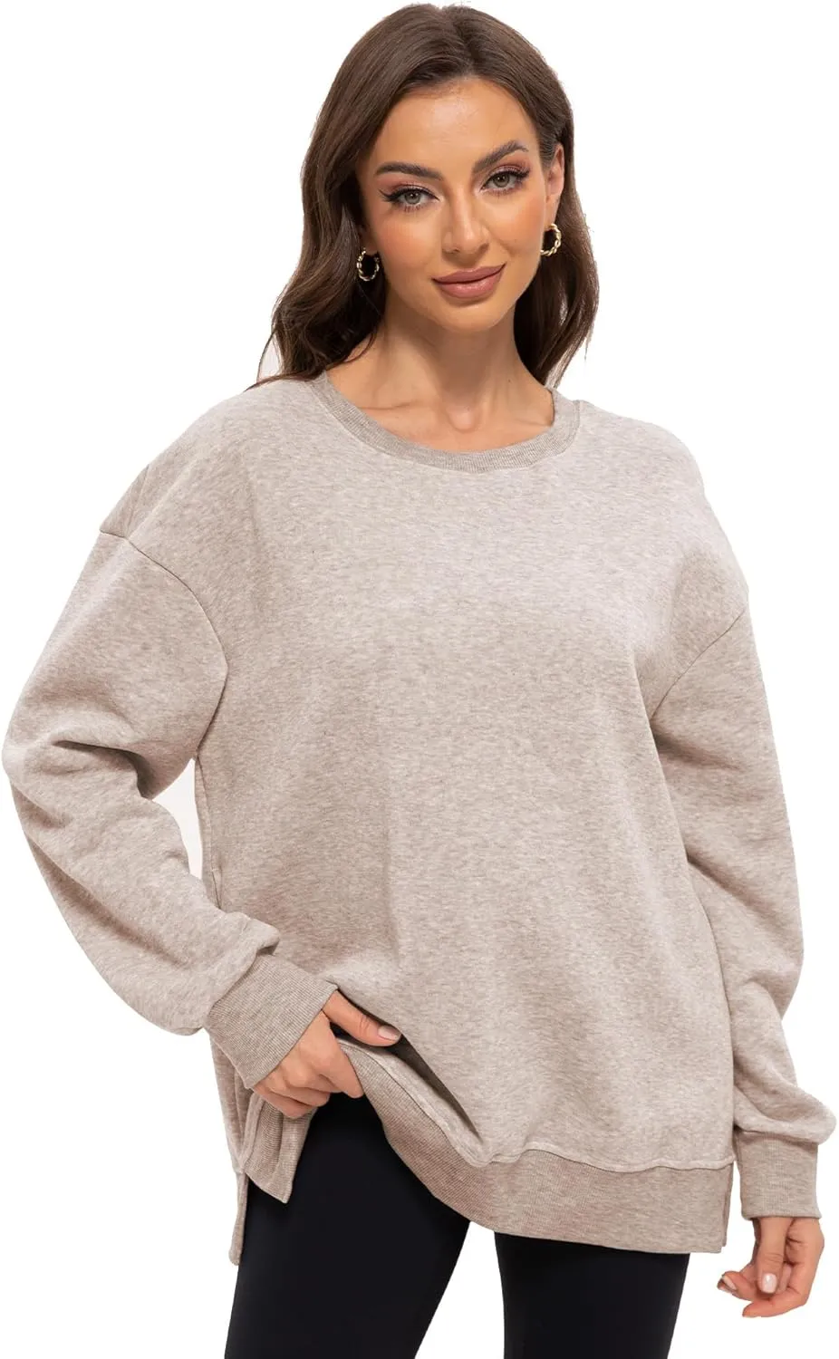 Women's Crew Neck Oversized Hoodies Pullover Sweaters for Casual Comfy Fall Casual Fashion Outfits