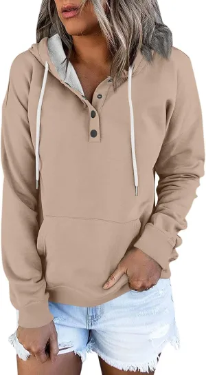 Women's Fashion Hoodies & Sweatshirts Trendy Casual Long Sleeve Hoodies Comfy Loose Solid Sweatshirt with Pockets