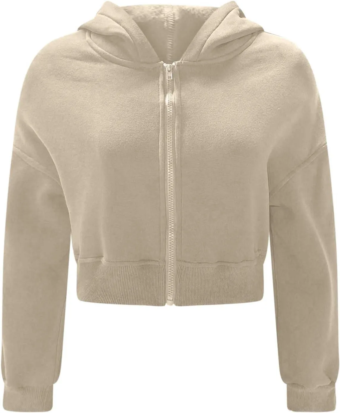 Women's Half Zipper Cropped Sweatshirts Hoodie Pullover, 2024 Outfits Loose Basic Comfy Basic Tops with Thumb Hole