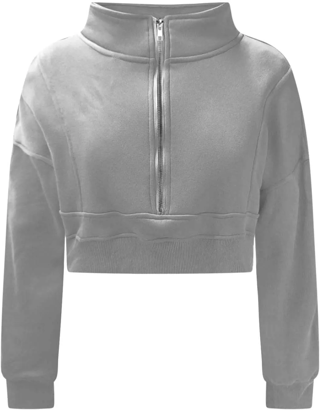 Women's Half Zipper Cropped Sweatshirts Hoodie Pullover, 2024 Outfits Loose Basic Comfy Basic Tops with Thumb Hole