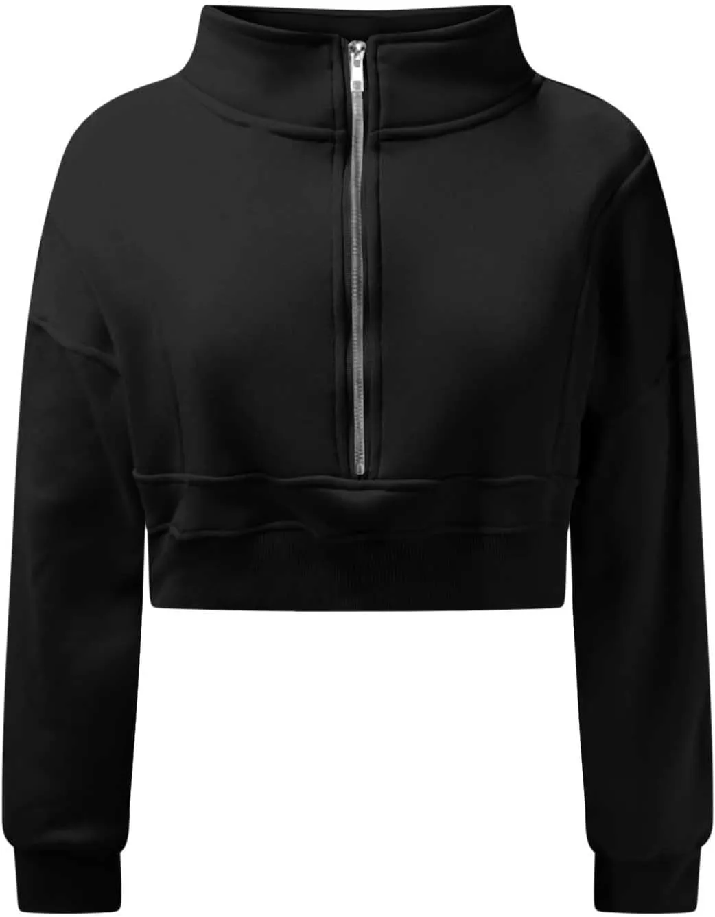 Women's Half Zipper Cropped Sweatshirts Hoodie Pullover, 2024 Outfits Loose Basic Comfy Basic Tops with Thumb Hole
