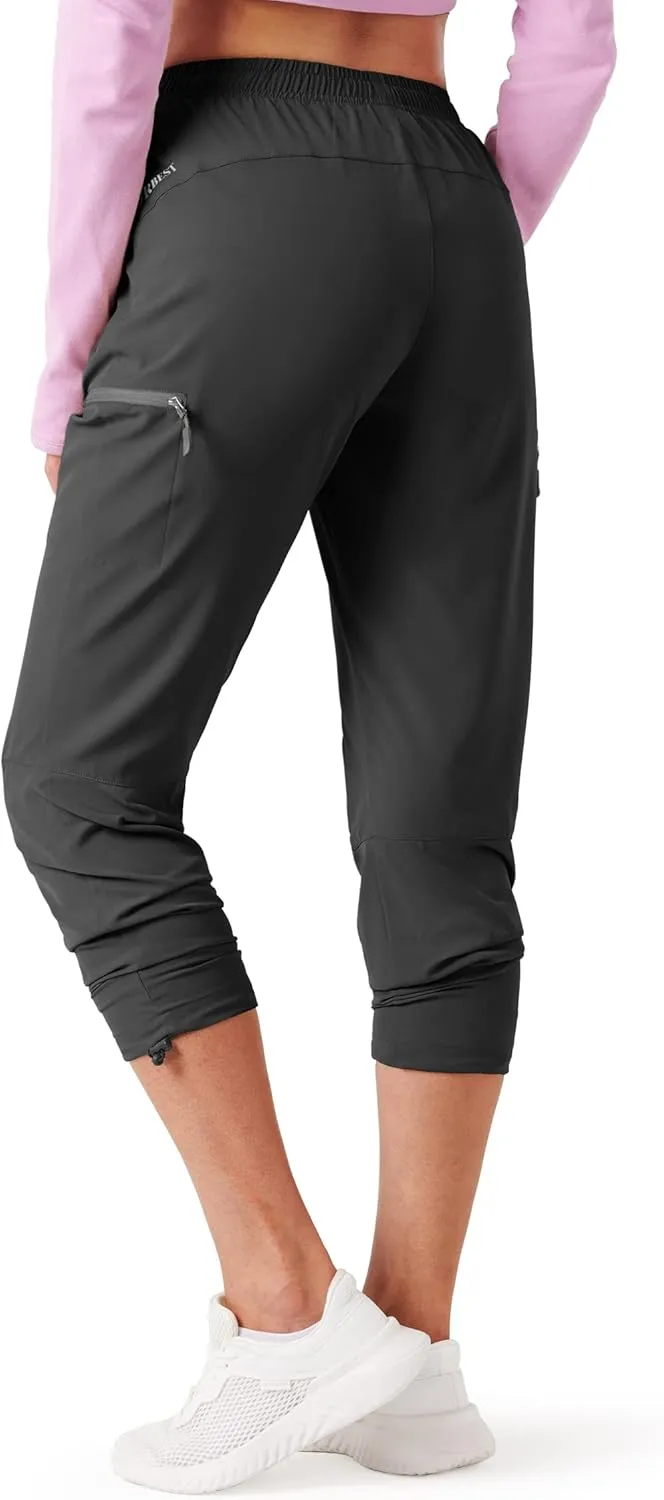 Women's Hiking Cargo Pants Outdoor Lightweight Quick Dry Water Resistant UPF 50  Capris Pants with Zipper Pockets