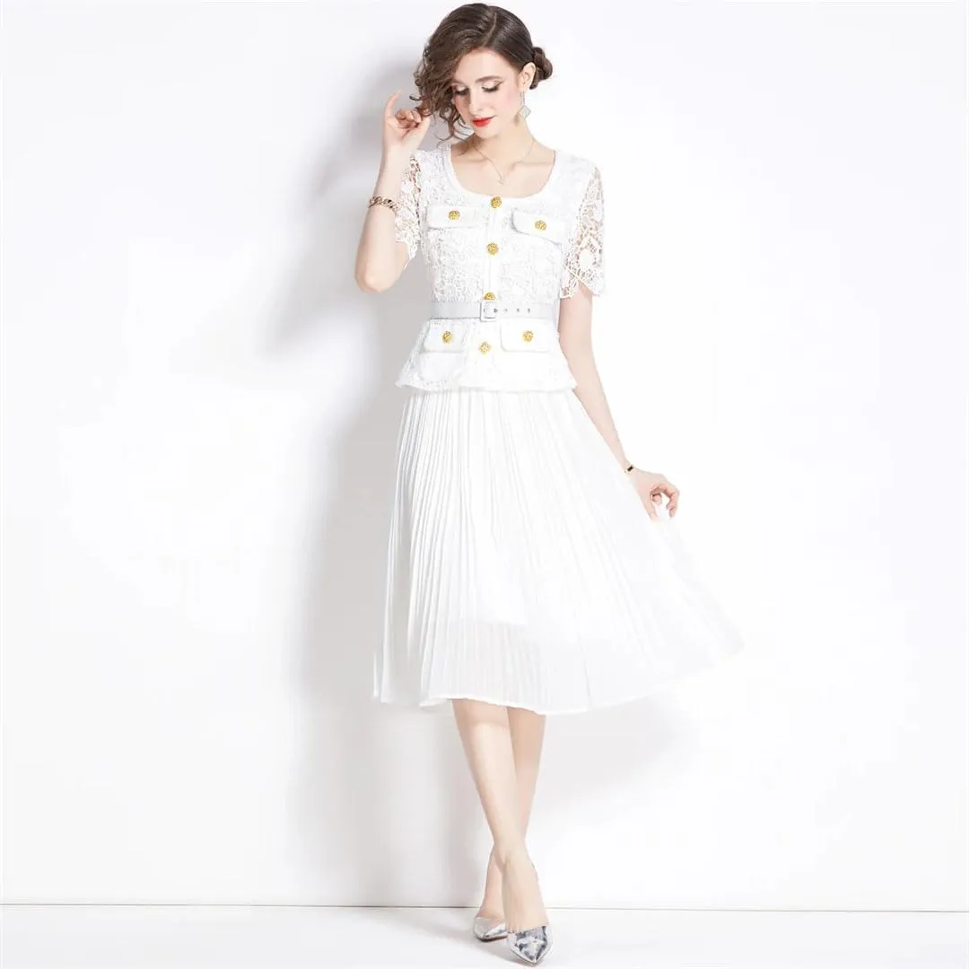Women's Holiday Lace Chiffon Prom Evening Dress Women Short Sleeve Midi Long Vestidos Party Robe