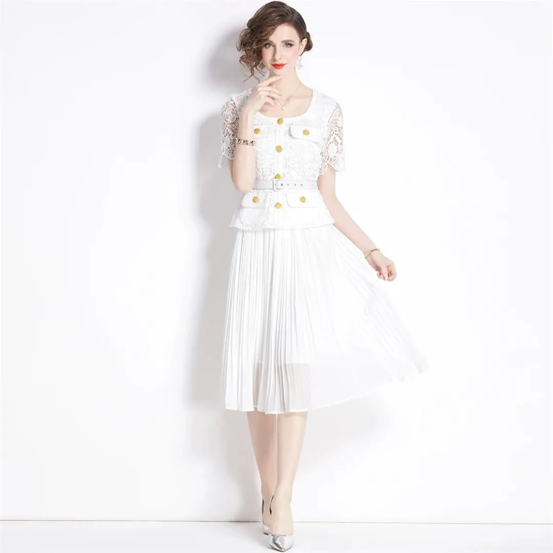 Women's Holiday Lace Chiffon Prom Evening Dress Women Short Sleeve Midi Long Vestidos Party Robe