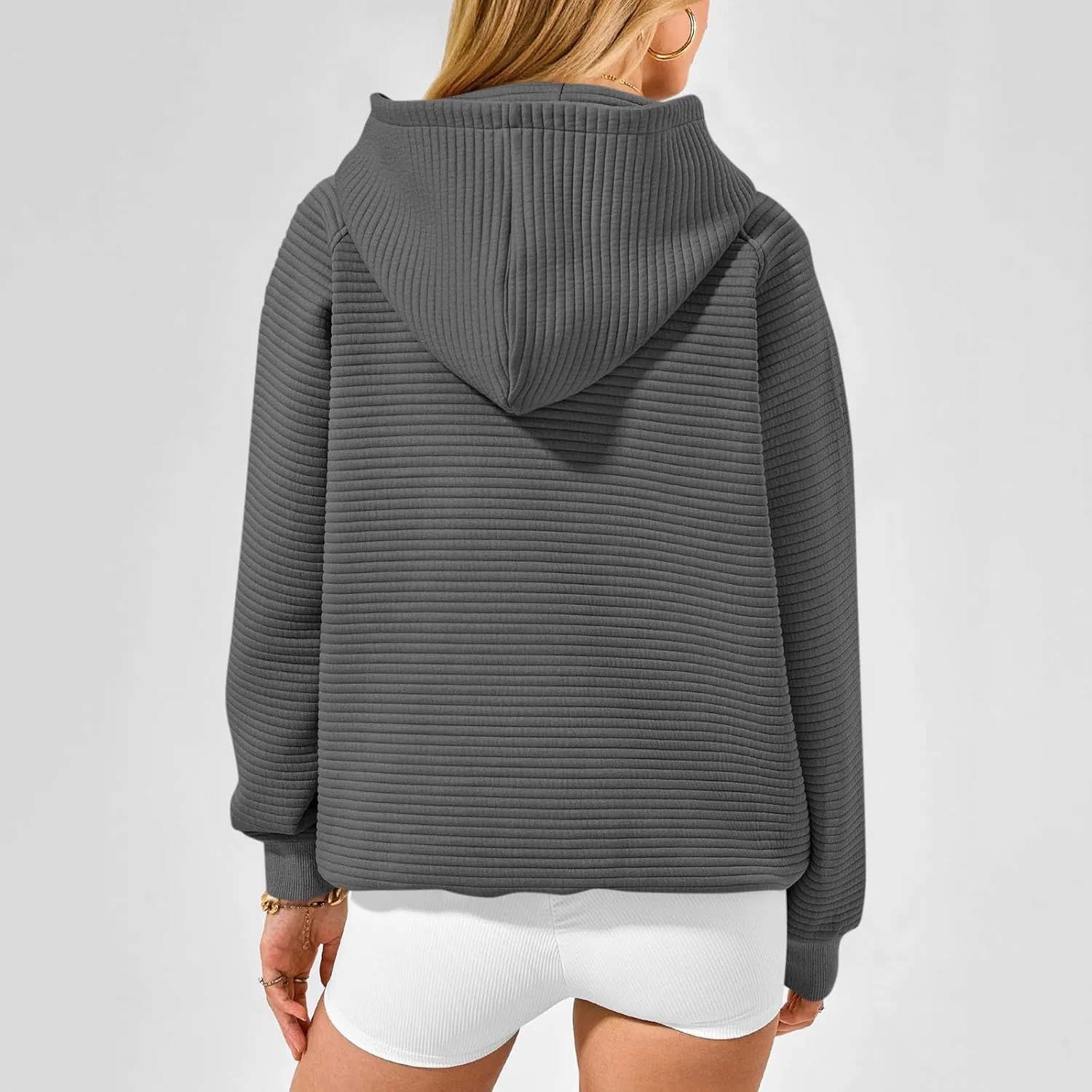 Womens Hoodies Loose Fleece Long Sleeve Hooded Sweatshirts Casual Comfy Crew Neck Pullover Top with Pockets
