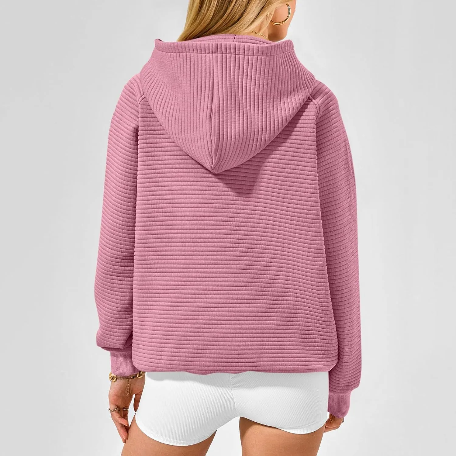 Womens Hoodies Loose Fleece Long Sleeve Hooded Sweatshirts Casual Comfy Crew Neck Pullover Top with Pockets