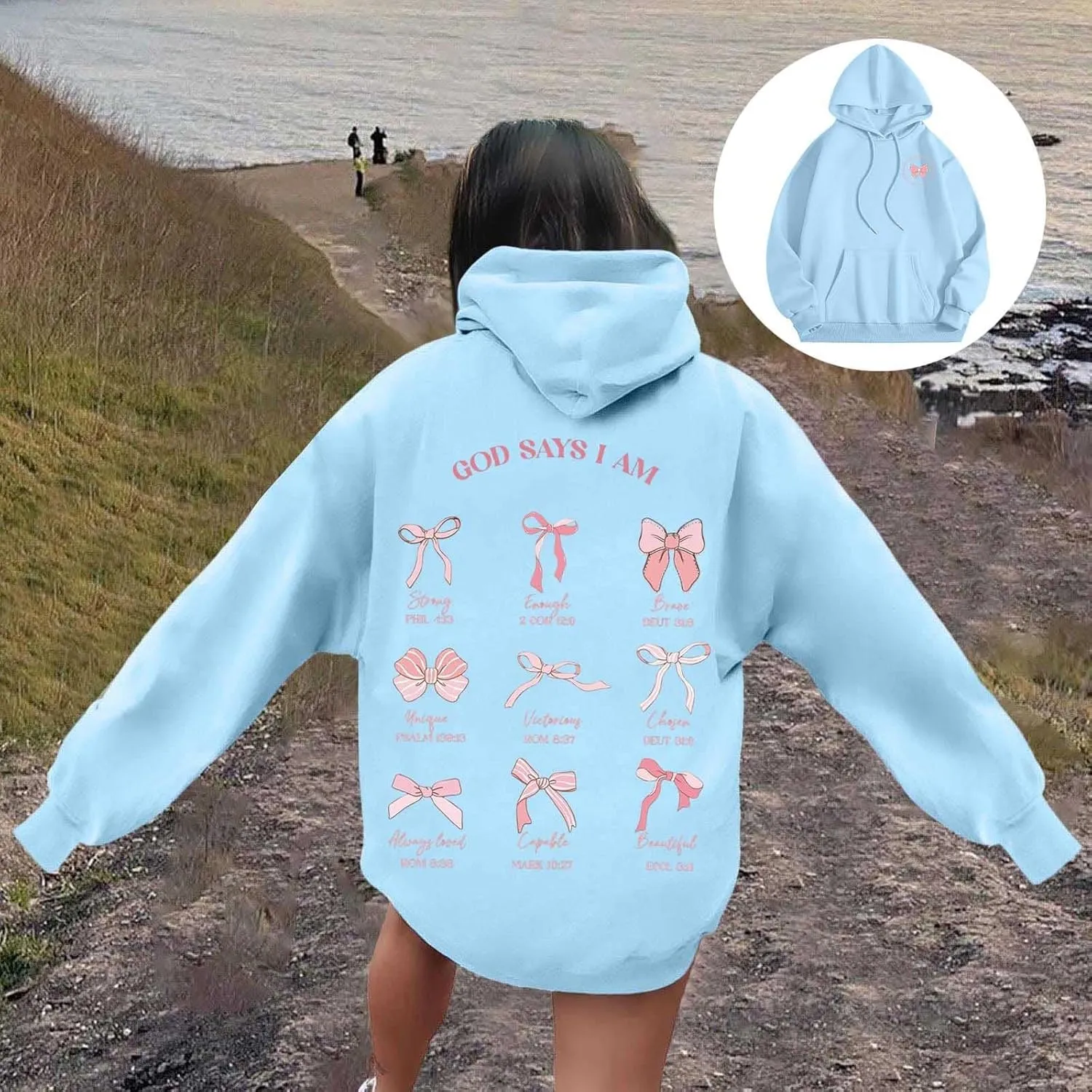 Women's Hoodies Sweatshirts Loose Casusl Cute Bow Teen Girls Long Sleeve Tops Trendy Comfy Y2K Pullovers