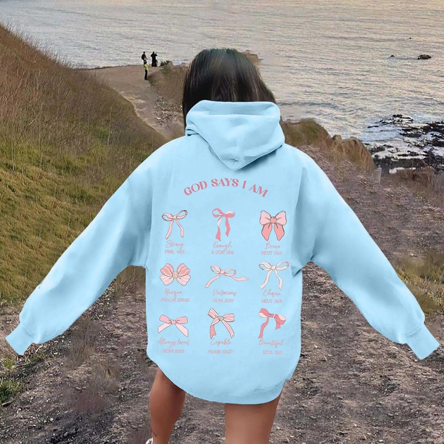 Women's Hoodies Sweatshirts Loose Casusl Cute Bow Teen Girls Long Sleeve Tops Trendy Comfy Y2K Pullovers