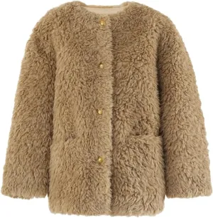 Women's Jackets Round Neck Loose Single Breasted Long Sleeve Cotton-Padded Coat