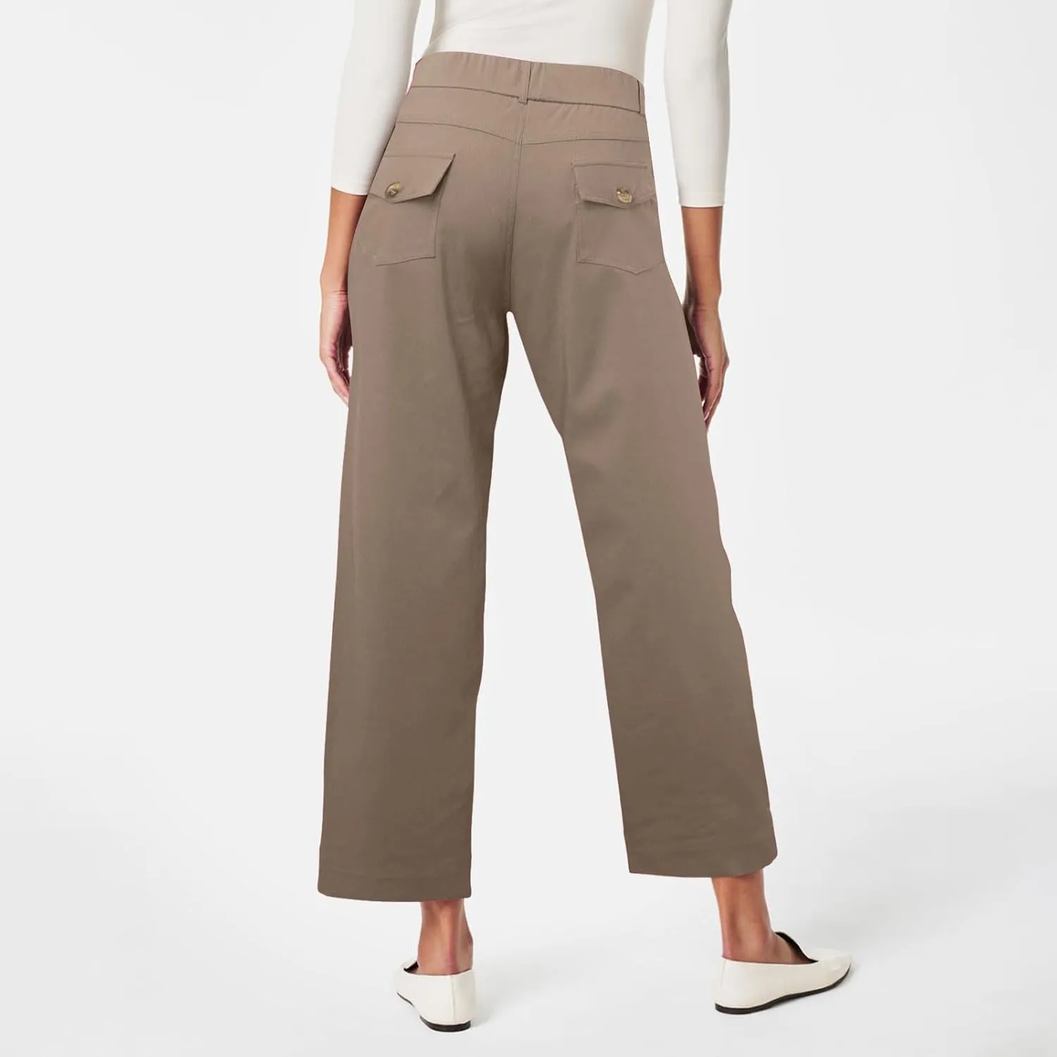 Women's Linen Blend Summer Drawstring Palazzo Pants Elastic Waist Stretchy Slim Fit Pants Trendy
