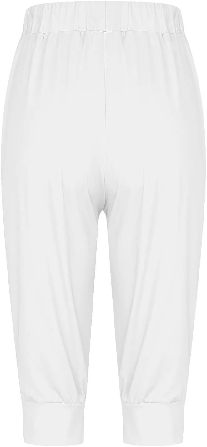 Women's Linen Blend Summer Flowy Palazzo Lounge Pants Elastic Waisted Stretchy Straight Plus Size Palazzo
