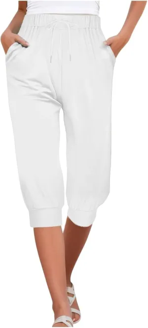 Women's Linen Blend Summer Flowy Palazzo Lounge Pants Elastic Waisted Stretchy Straight Plus Size Palazzo