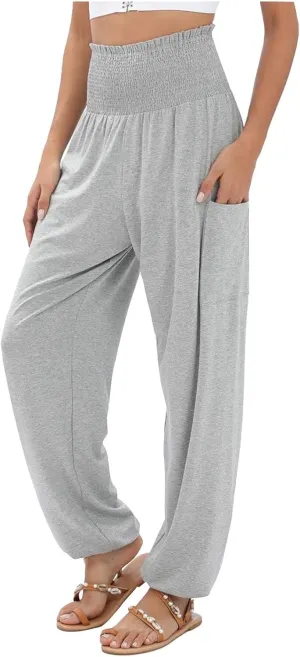 Women's Linen Blend Summer Solid Pant Trousers Low Waist Stretchy Slim-Fit Trouser Business Work