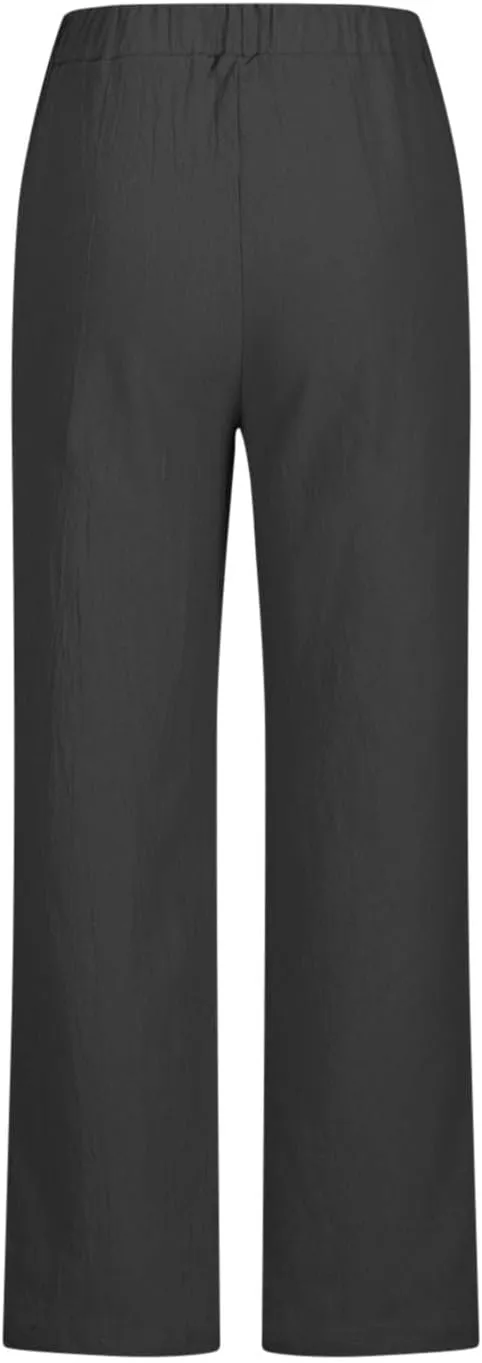Womens Linen Pants 2025 Summer Casual Loose High Waisted Pants Relaxed Fit Elastic Waist Wide Leg Pants Trousers