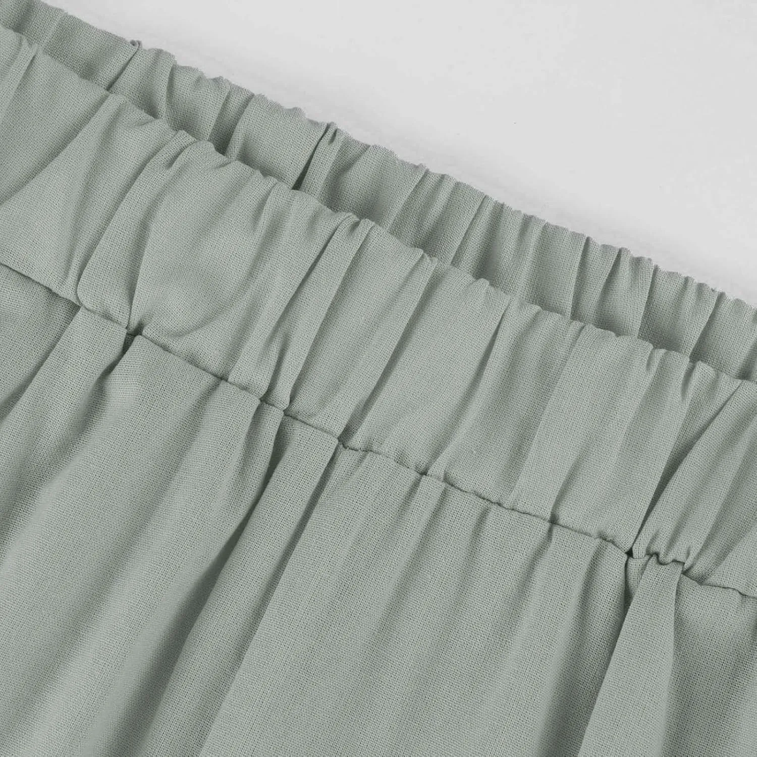 Women's Linen Summer Casual Pant Trousers Elastic Waisted Stretchy Straight Slim Fit Pants Work Business