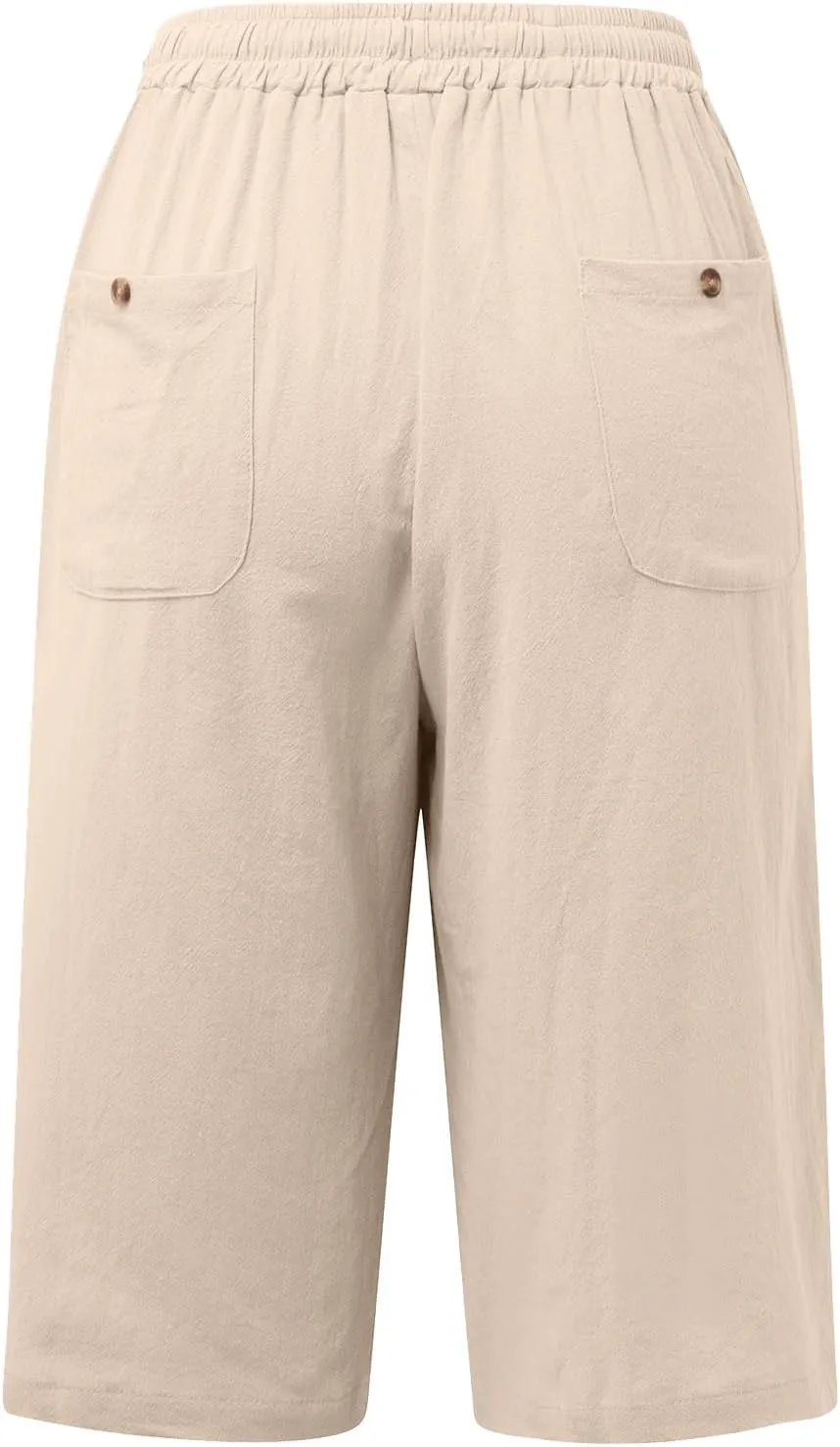 Women's Linen Summer Floral Palazzo Pants Elastic Waisted Baggy Stretchy Slim-Fit Pants Office