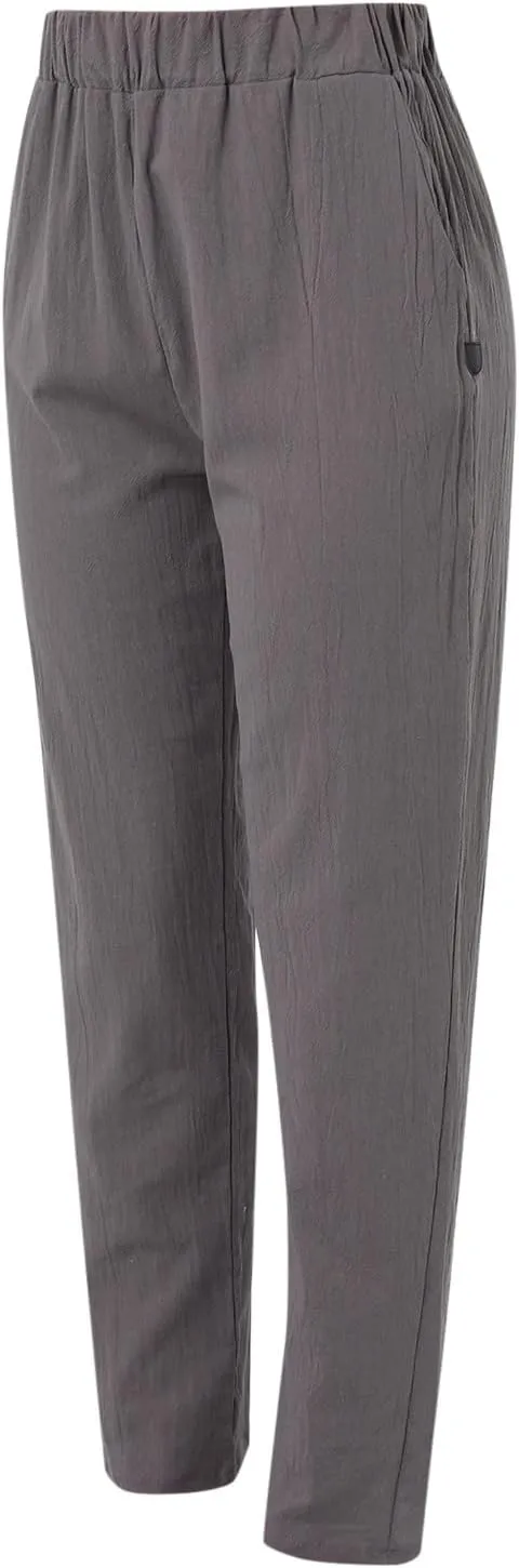 Womens Linen Summer Letter Patched Pants Elastic Waisted Stretchy Straight Plus Size Pant Trousers Vacation