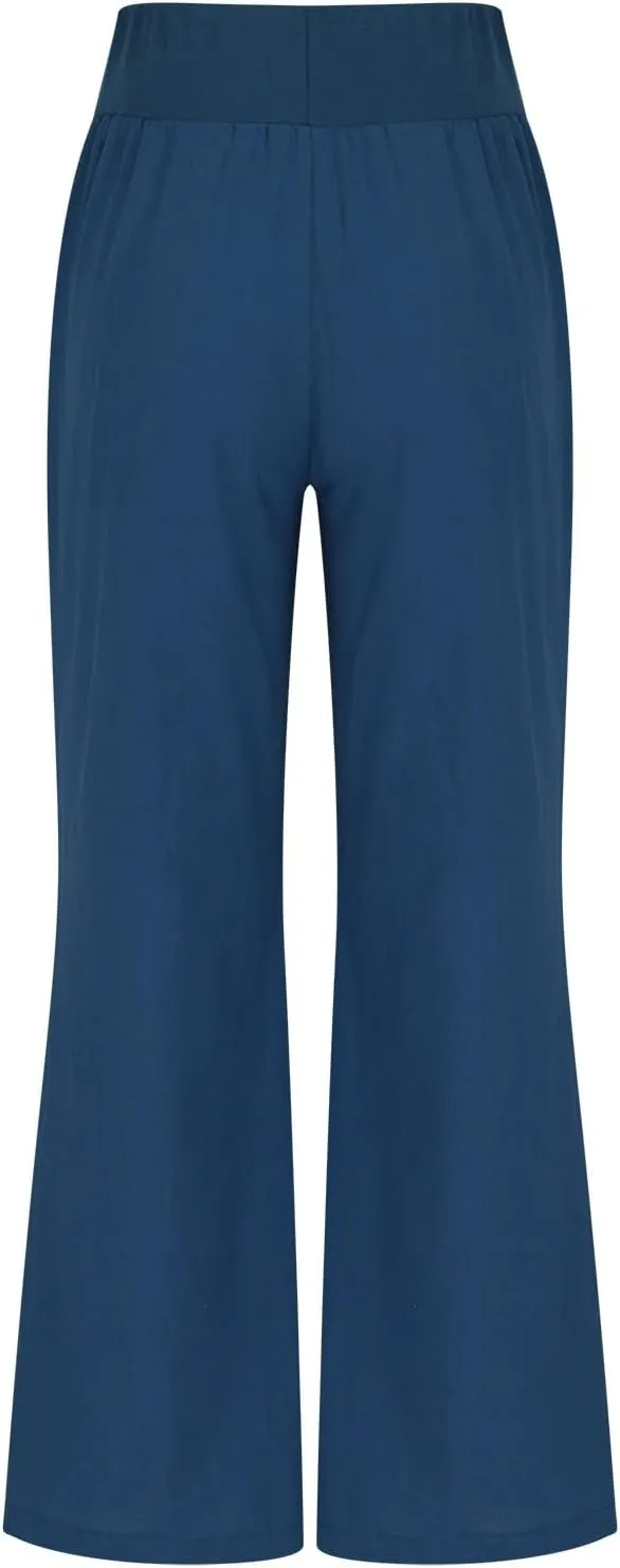 Womens Linen Summer Palazzo Palazzo Pants Low Waist Stretchy Straight Slim-Fit Pants Work Business