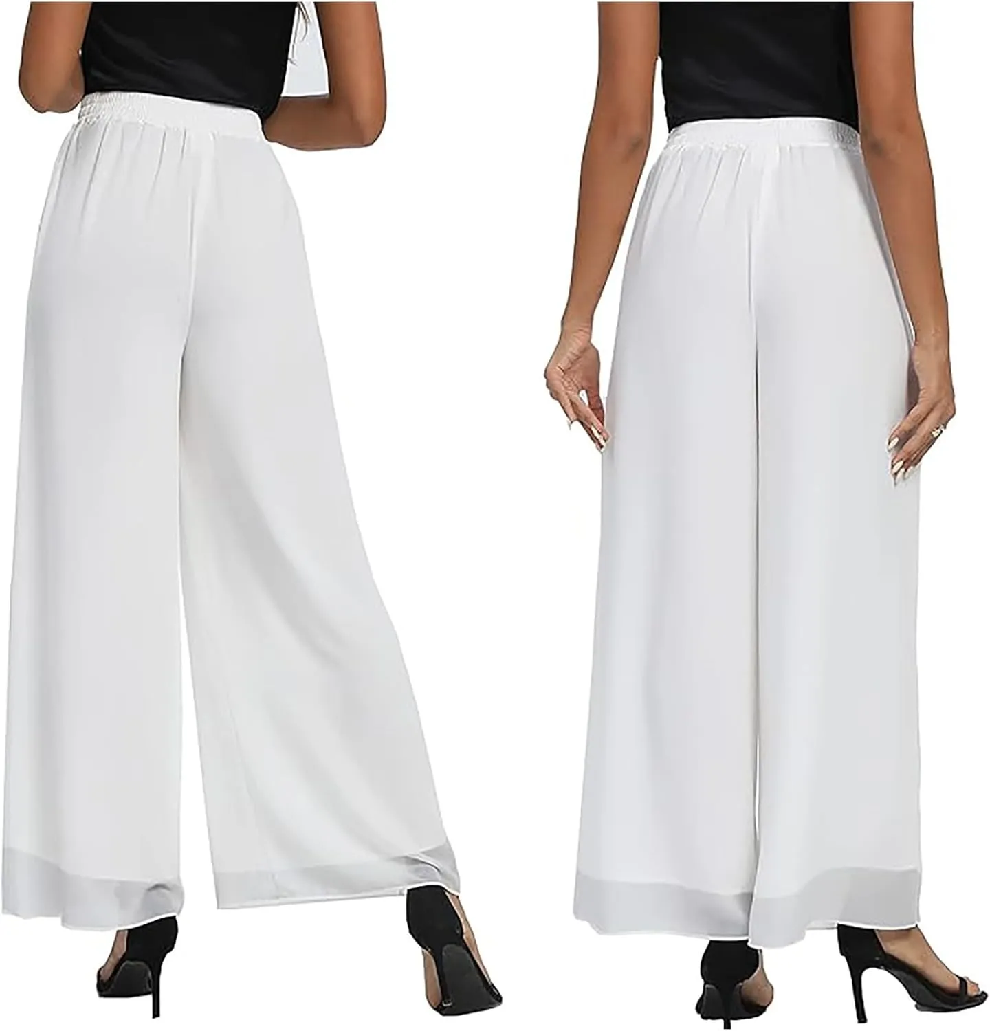 Womens Linen Summer Tie Knot Pants High Waist Stretchy Straight Plus Size Palazzo Pants Travel