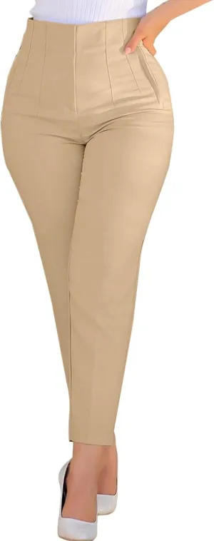 Women's Linen Summer Trendy Palazzo Pants Elastic Waisted Stretchy Loose Fit Palazzo Pants Business Work
