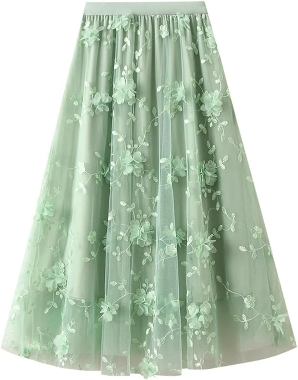 Women's Midi Tulle Skirt Elastic Waist Plus Size Mesh Formal Prom Party Tutu Skirt A Line Long Skirt