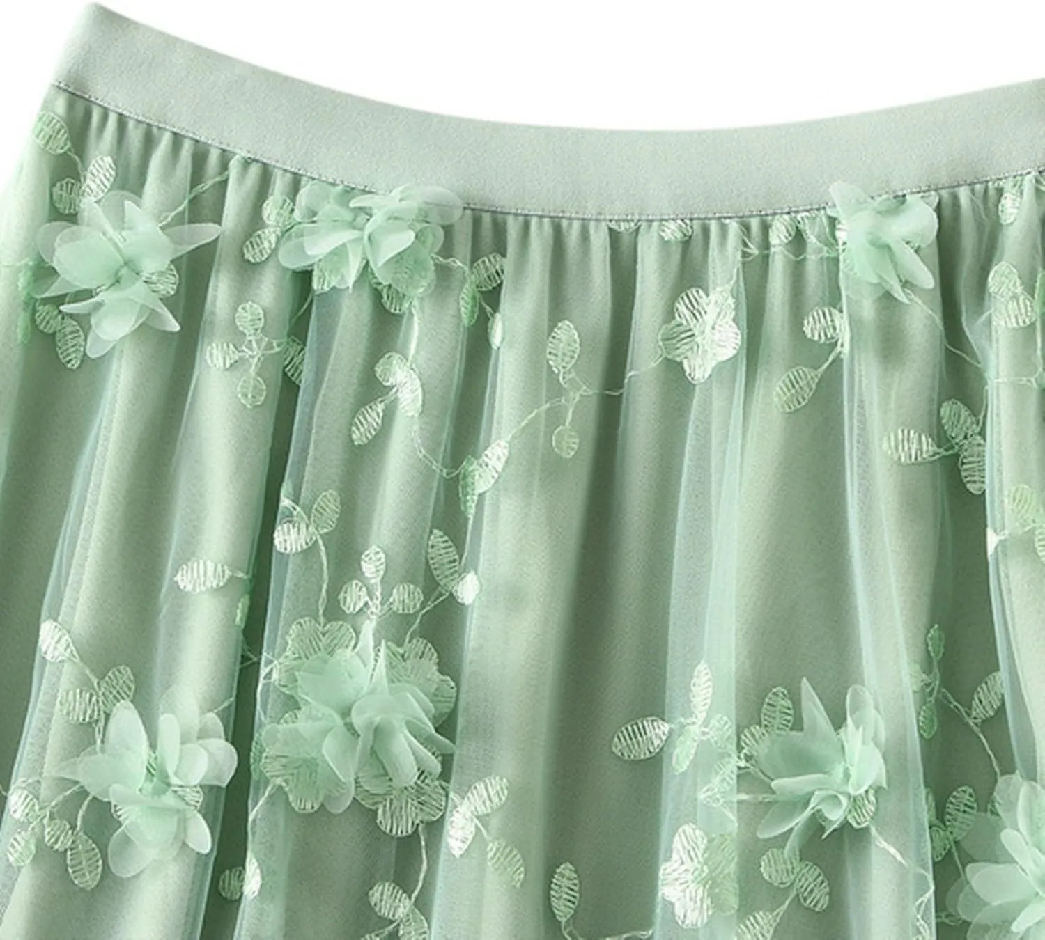 Women's Midi Tulle Skirt Elastic Waist Plus Size Mesh Formal Prom Party Tutu Skirt A Line Long Skirt