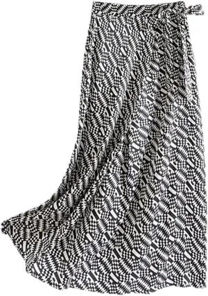 Women's Mulberry Silk Skirts Lady Printing Midi Elegant Skirts