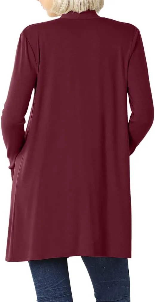 Women's Open Front Cardigan Long Sleeve with Pockets Casual Outwear