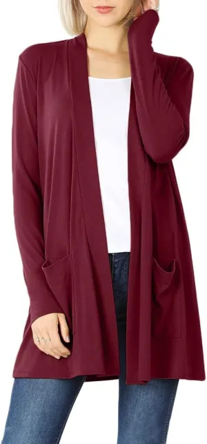 Women's Open Front Cardigan Long Sleeve with Pockets Casual Outwear