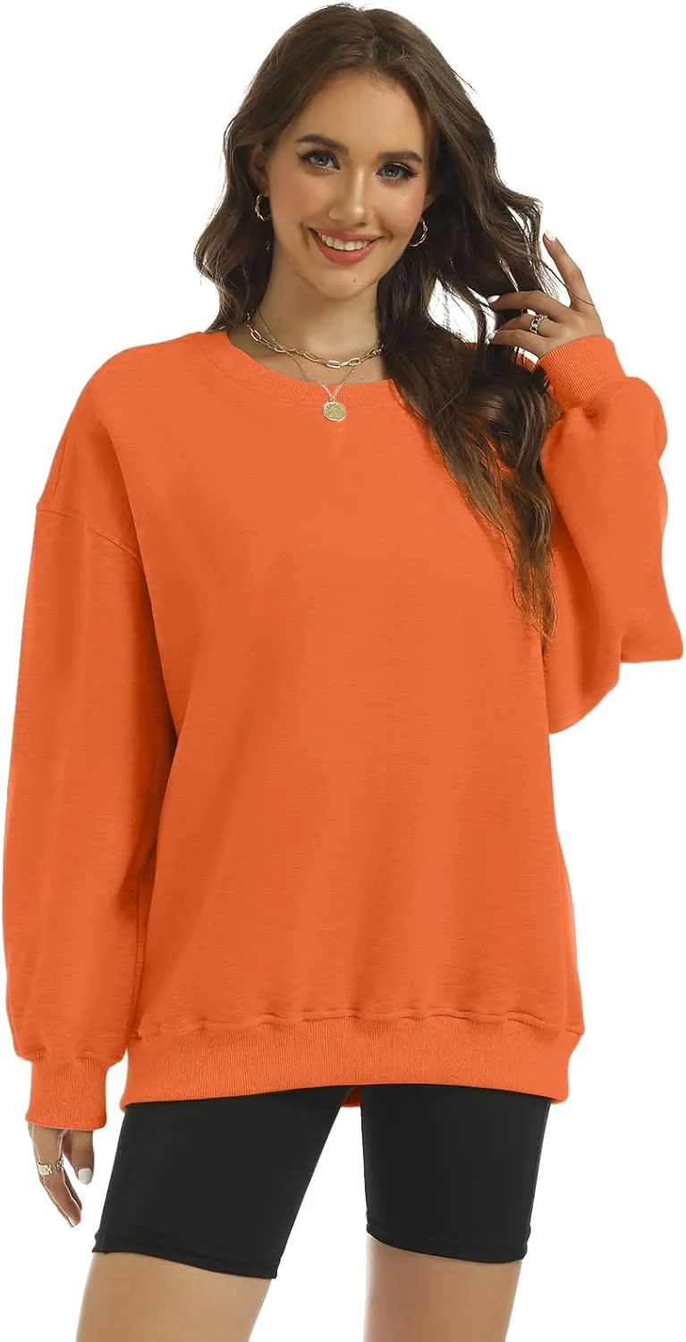 Women's Oversized Casual Long Sleeve Sweatshirt Comfy Hoodies Crewneck Fleece Pullover Sweaters Fall Outfits Clothes