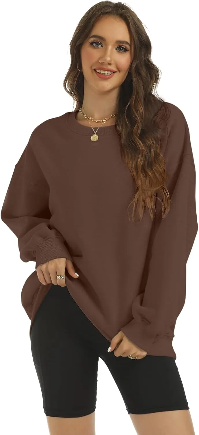 Women's Oversized Casual Long Sleeve Sweatshirt Comfy Hoodies Crewneck Fleece Pullover Sweaters Fall Outfits Clothes