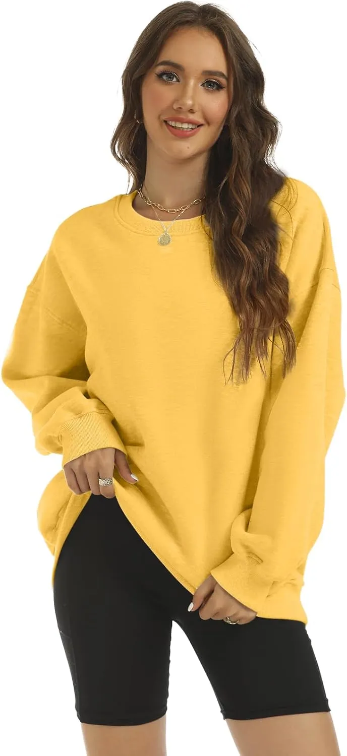 Women's Oversized Casual Long Sleeve Sweatshirt Comfy Hoodies Crewneck Fleece Pullover Sweaters Fall Outfits Clothes