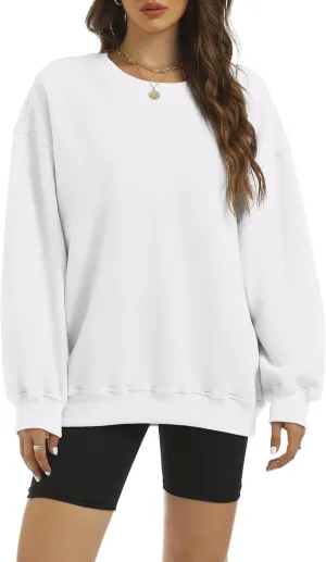 Women's Oversized Casual Long Sleeve Sweatshirt Comfy Hoodies Crewneck Fleece Pullover Sweaters Fall Outfits Clothes