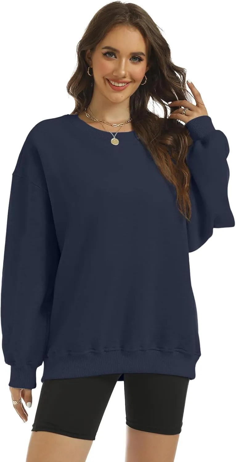 Women's Oversized Casual Long Sleeve Sweatshirt Comfy Hoodies Crewneck Fleece Pullover Sweaters Fall Outfits Clothes