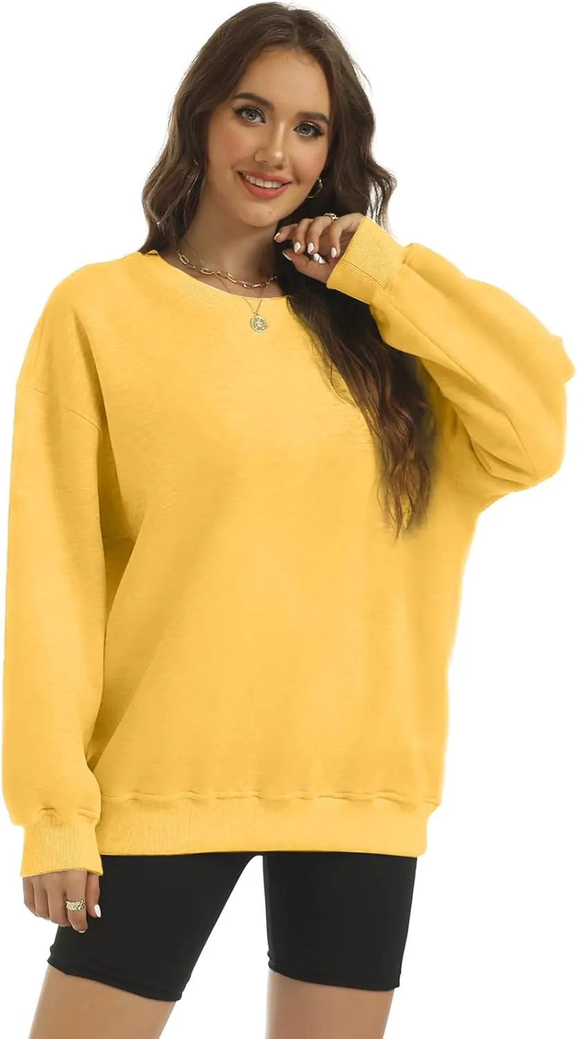 Women's Oversized Casual Long Sleeve Sweatshirt Comfy Hoodies Crewneck Fleece Pullover Sweaters Fall Outfits Clothes