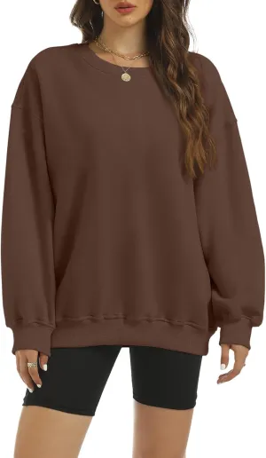 Women's Oversized Casual Long Sleeve Sweatshirt Comfy Hoodies Crewneck Fleece Pullover Sweaters Fall Outfits Clothes